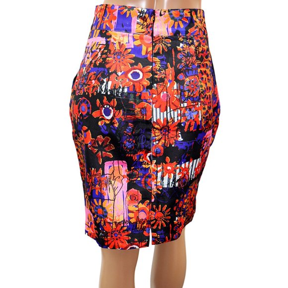 DESIGUAL FLOWER Power Vibrant Artsy Logo print Mini Skirt With Pockets 40 - Picture 5 of 10